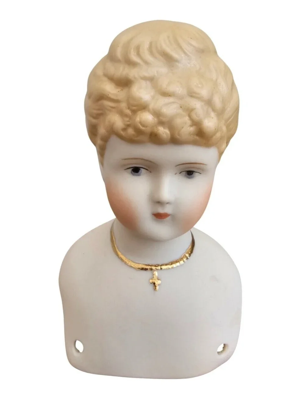 Antique Style Reproduction Hand Painted Parian Doll Head Bust